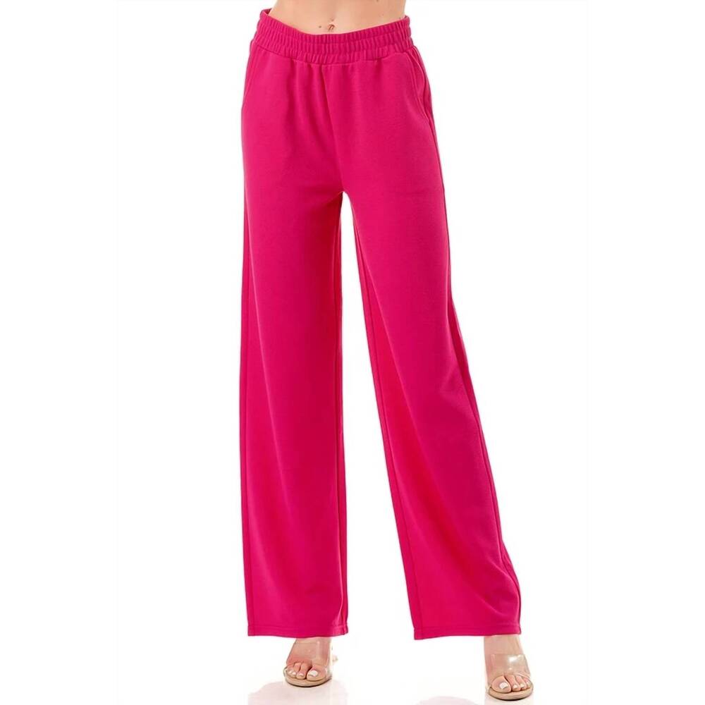 NEW NEW MIX elastic waist relaxed pants - plus in fuchsia